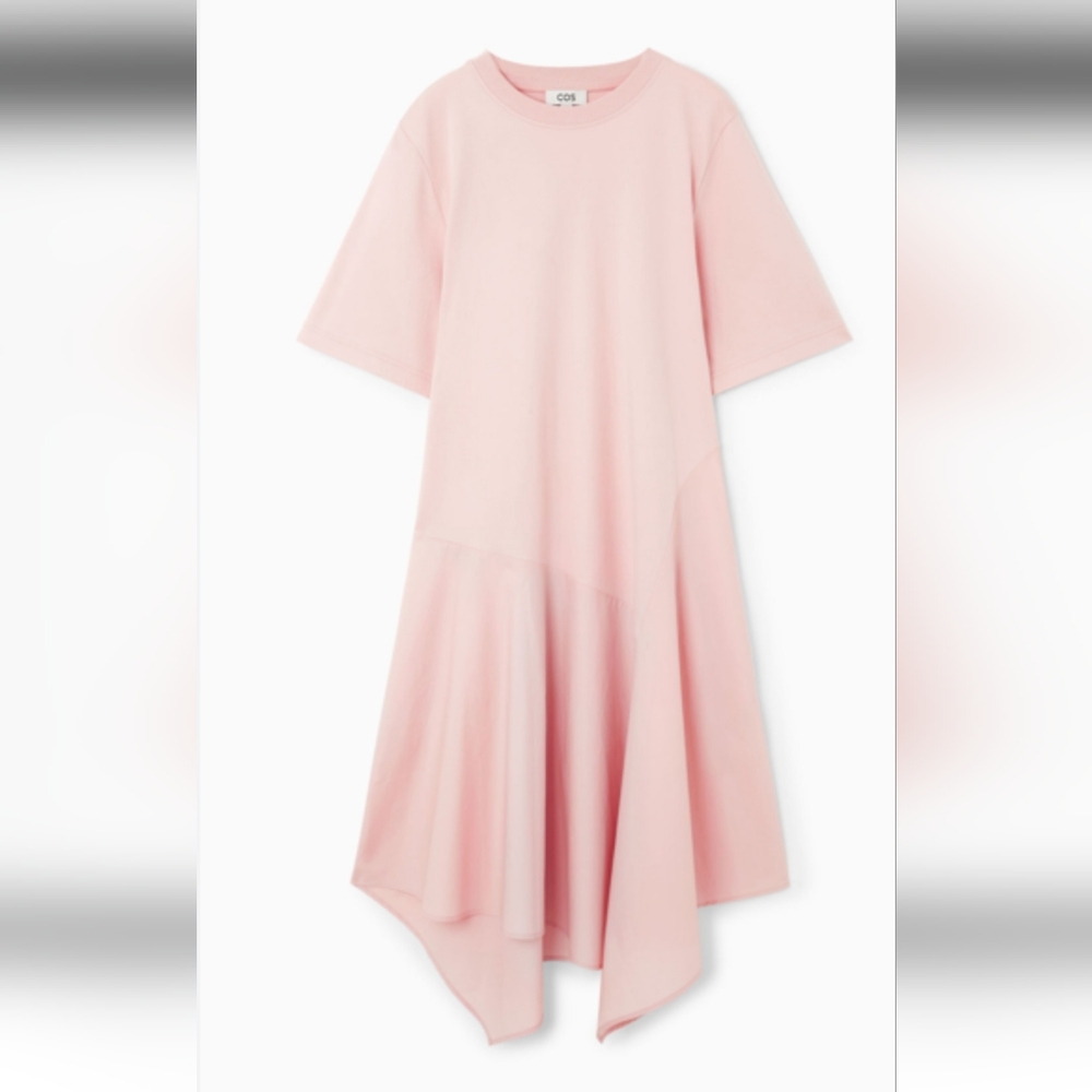 COS Asymmetric T-shirt Dress In Pink 100% Cotton - S
